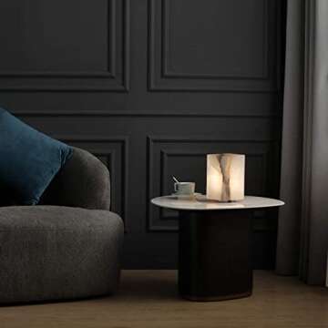 Artsolute Handcrafted Calcite Table Lamp, One-of-a-Kind Crystal Pattern Each, Dimmable Warm LED Beds...