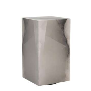 Artsolute Handcrafted Calcite Table Lamp, One-of-a-Kind Crystal Pattern Each, Dimmable Warm LED Bedside Lamp, Unique Lamp for Living Room Bedroom, Cuboid Colors