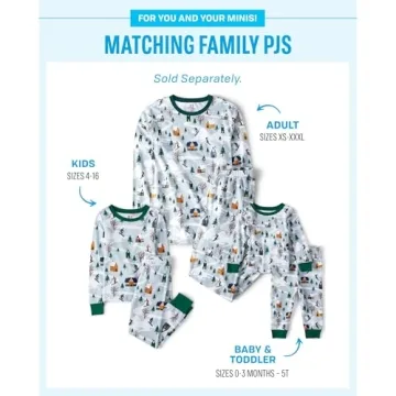 Kids Matching Christmas Pajama Sets in Blue Ski