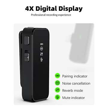 Rythflo Wireless Lavalier Microphone for iPhone with Noise Cancellation, 100ft Transmission, 18H Battery Life, Wireless Lapel Microphone for Video Recording