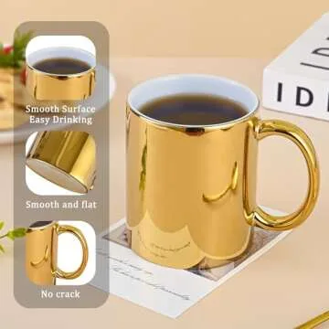 Bycnzb Coffee Mugs gold Ceramic Mug set of 4 Ceramic Cups for Coffee, Tea, Cocoa (12oz)