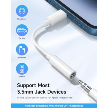 Apple MFi Certified Lightning to 3.5mm Headphone Adapter for iPhone 14 13 12 11 X XS 8 7