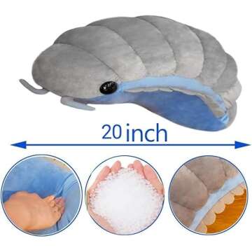 EASELR WeightedPlush 3lb Likelike Insect Weighted Stuffed Animals, 20inch Isopod Pill Bug Plush Toys...