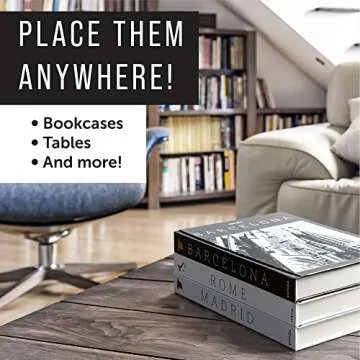 Maplefield Set of 3 XL Decor Books for Coffee Table – Hardcover Barcelona Coffee Table Volume for Tabletops and Bookshelves – Decorative Accents for Home Interiors - Decorative Books