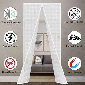 Insulated Door Curtain, Thermal Magnetic Self-Sealing EVA Door Screen Keep Cold Out Door Cover Auto ...