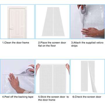Insulated Door Curtain, Thermal Magnetic Self-Sealing EVA Door Screen Keep Cold Out Door Cover Auto Closer for Kitchen, Patio, Air Conditioner Room,Hands Free,Fits Doors up to 34" x 80", White