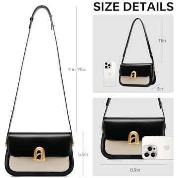 LA'FESTIN Shoulder Bag for Women, Leather Women's Shoulder Designer Purses, Handbags with Adjustable...