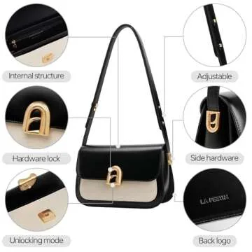 LA'FESTIN Shoulder Bag for Women, Leather Women's Shoulder Designer Purses, Handbags with Adjustable Strap Crossbody Bag Purses