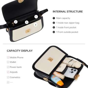 LA'FESTIN Shoulder Bag for Women, Leather Women's Shoulder Designer Purses, Handbags with Adjustable Strap Crossbody Bag Purses