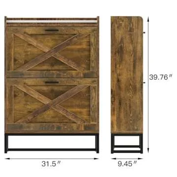 HAIOOU Shoe Storage Cabinet with USB Ports & LED Lights
