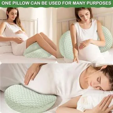 Pregnancy Pillow for Pregnant Women Sleeping, Maternity Pillow Support for Back, HIPS, Legs, Maternity Pillow with Detachable & Adjustable Pillow Cover, Green
