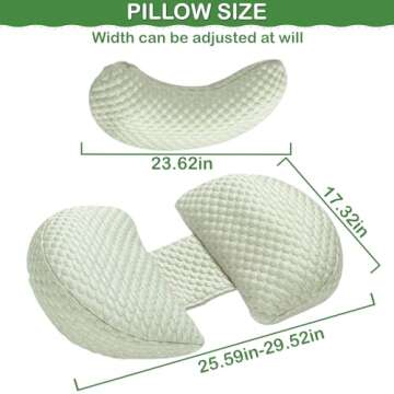 Pregnancy Pillow for Pregnant Women Sleeping, Maternity Pillow Support for Back, HIPS, Legs, Maternity Pillow with Detachable & Adjustable Pillow Cover, Green