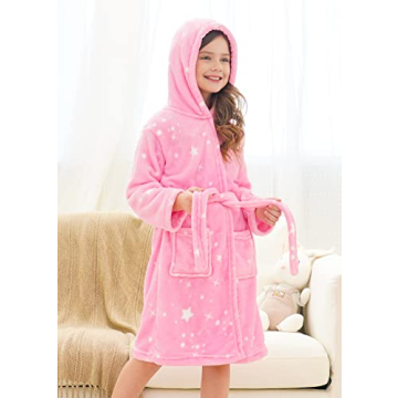 Doctor Unicorn Soft Hooded Rainbow Bathrobe for Girls