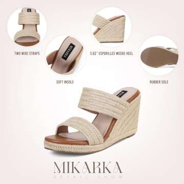 Mikarka Women's Slip On Wedge Sandals for Summer