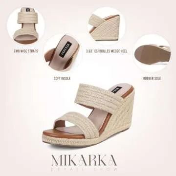 Mikarka Women's Slip On Wedge Sandals for Summer