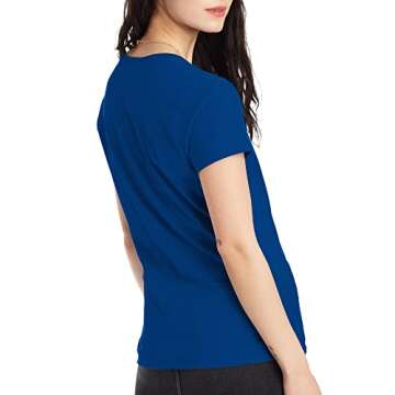 Hanes womens Nano Premium Cotton V-neck Tee fashion t shirts, Deep Royal, Large US