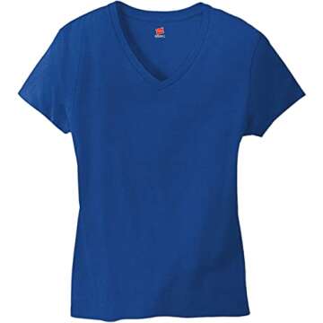 Hanes womens Nano Premium Cotton V-neck Tee fashion t shirts, Deep Royal, Large US