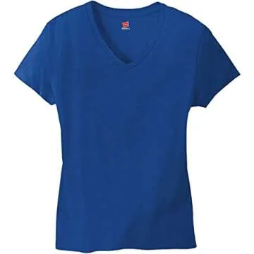 Hanes womens Nano Premium Cotton V-neck Tee fashion t shirts, Deep Royal, Large US