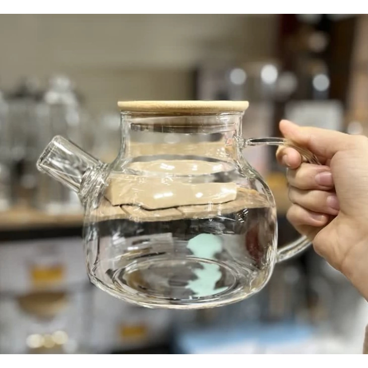 ست پذیرایی بامبو؛ قوری پیرکس شعله‌مستقیم و ۲ لیوان دسته‌چوبی