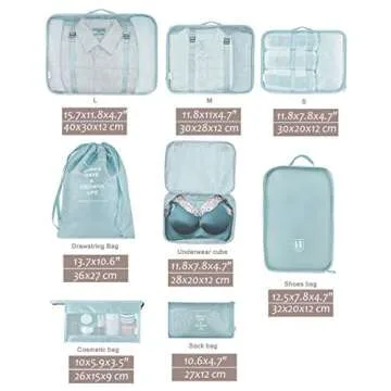 Belsmi 8 Set Packing Cubes - Stylish Travel Organizers