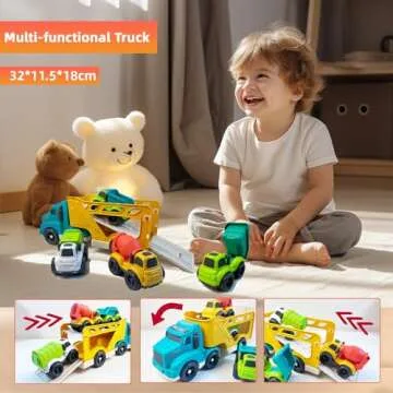 Aigitoy 4 in 1 Toddlers Truck Toys for 1 2 3 4 Year Old, Truck Toy Set Includes Dump Truck, Garbage Truck, Mixer Cement, No BPA, Phthalates, PVC, Birthday Xmas Gifts for Toddlers,Outdoor Toys for Kid
