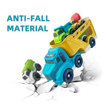 Aigitoy 4 in 1 Toddlers Truck Toys for 1 2 3 4 Year Old, Truck Toy Set Includes Dump Truck, Garbage Truck, Mixer Cement, No BPA, Phthalates, PVC, Birthday Xmas Gifts for Toddlers,Outdoor Toys for Kid