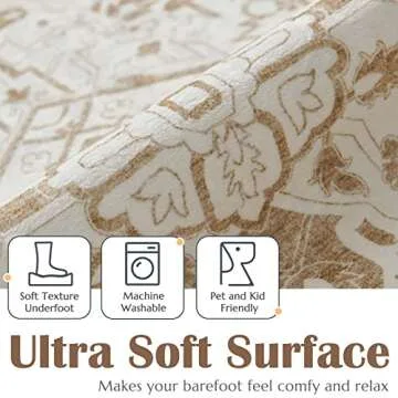 Jinchan 5x7 Area Rug - Machine Washable Floral Design