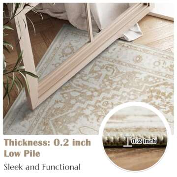 Jinchan 5x7 Area Rug - Machine Washable Floral Design