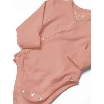 L'ovedbaby Unisex Baby 100% Organic Kimono Bodysuit (Mauve, 3-6m)