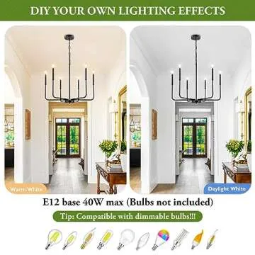 Elegant Black Chandelier - 6-Light Modern Farmhouse Lighting Fixture for Dining Rooms and More