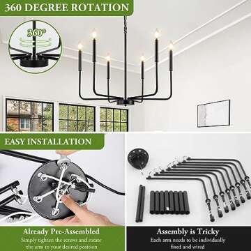 Black Chandelier 6-Light Modern Farmhouse Fixture