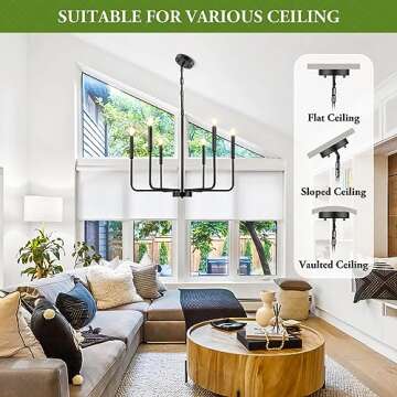 Black Chandelier 6-Light Modern Farmhouse Fixture