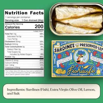 Fishwife Sardines with Preserved Lemon 3-Pack (4.20 Ounce) | Wild-Caught & Hand-Packed with Spanish Extra Virgin Olive Oil | MSC-Certified Sustainable Seafood, High Protein, Gluten Free, Paleo Friendly, Keto Friendly