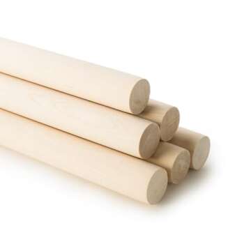 High-Quality 10 Pcs Maple Wood Dowels, 1-1/4" x 36" for Crafts and Woodworking