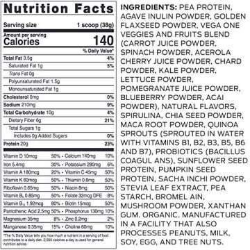 Vega Organic All-in-One Vegan Protein Powder, French Vanilla -Superfood Ingredients, Vitamins for Im...