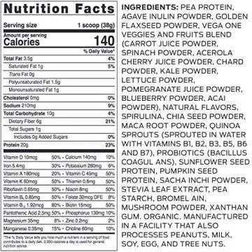 Vega Organic All-in-One Vegan Protein Powder, French Vanilla -Superfood Ingredients, Vitamins for Im...