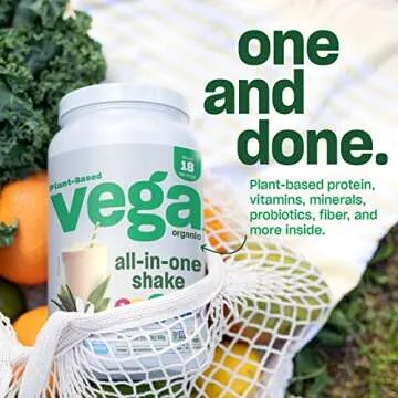 Vega Organic All-in-One Vegan Protein Powder, French Vanilla -Superfood Ingredients, Vitamins for Immunity Support, Keto Friendly, Pea Protein for Women & Men, 1.5 lbs (Pack of 1)