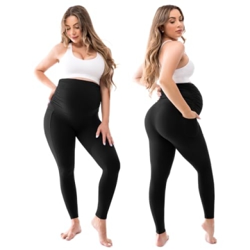 Walifrey Women's Maternity Leggings: Comfortable Pregnancy Pants with Pockets