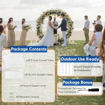 6.5 Ft Round Metal Arch for Garden and Party Decoration