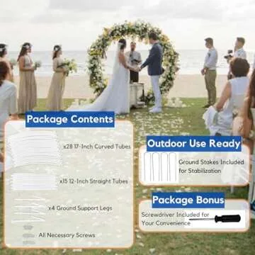 6.5 Ft Round Metal Arch for Garden and Party Decoration