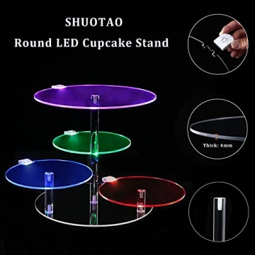 Stylish 4 Tier LED Acrylic Cupcake Stand for Events