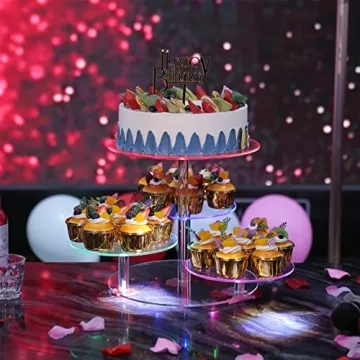 Stylish 4 Tier LED Acrylic Cupcake Stand for Events