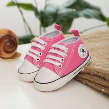 Meckior Baby Canvas Sneakers Soft Sole First Walkers