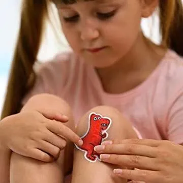 Boo Boo Ice Packs for Kids w/Ultra Soft and Fun Sleeves | Kids Ice Packs for Boo Boos with Cover | Hot and Cold Therapy Reusable Ice Packs for Injuries Kids 4-Pack (Dino)