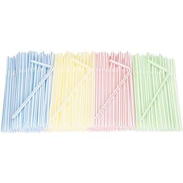 Flexible Colorful Plastic Straws - 200 Pack Bendy Straws