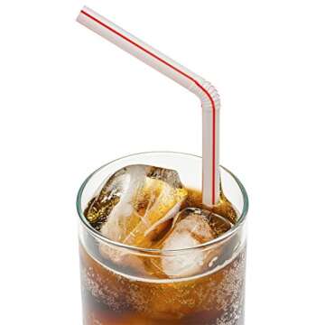 Flexible Colorful Plastic Straws - 200 Pack Bendy Straws