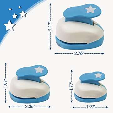 Ecohu Set 3 Star Paper Punch 0.3'' / 0.63'' / 1'', Scrapbooking Hole Punches Crafting, Design for Office Supplies, Card Making, DIY Photo Album.