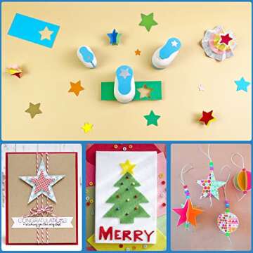 Ecohu Set 3 Star Paper Punch 0.3'' / 0.63'' / 1'', Scrapbooking Hole Punches Crafting, Design for Office Supplies, Card Making, DIY Photo Album.
