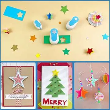 Ecohu Set 3 Star Paper Punch 0.3'' / 0.63'' / 1'', Scrapbooking Hole Punches Crafting, Design for Office Supplies, Card Making, DIY Photo Album.