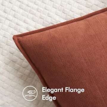 MIULEE Pack of 2 Rust Decorative Pillow Covers 20x20 Inch Soft Chenille Couch Throw Pillows Farmhous...